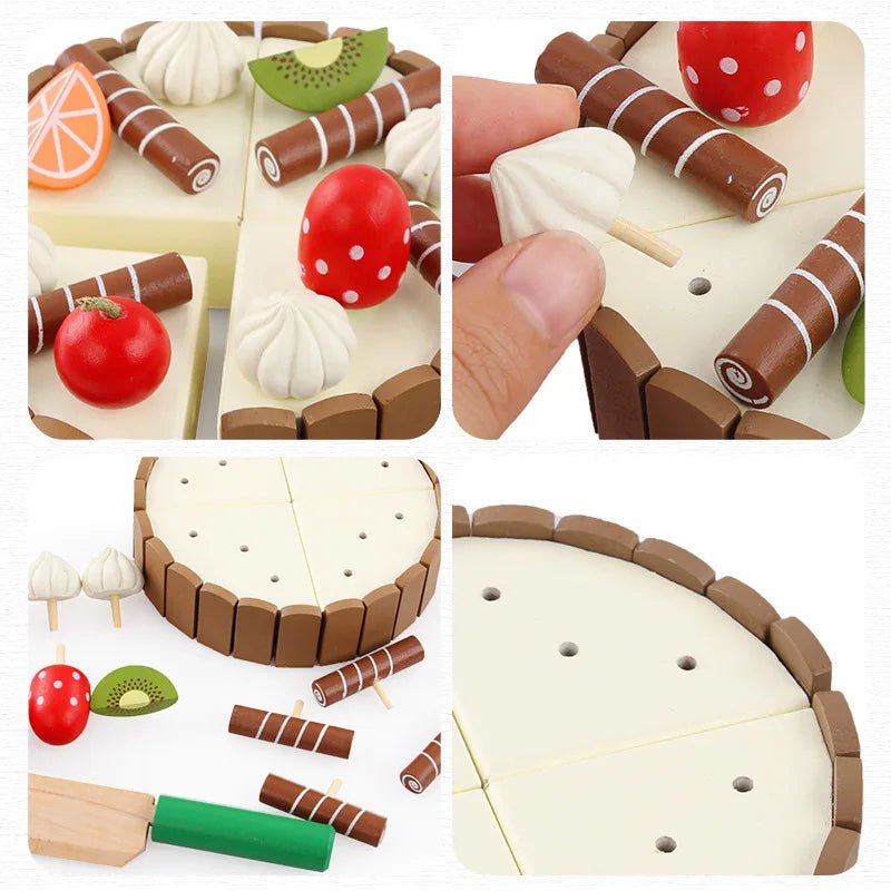 Brinquedo em Madeira - Bolo e Frutas - Brinquedo Montessori #Product_type# - Desenvolvimento infantil