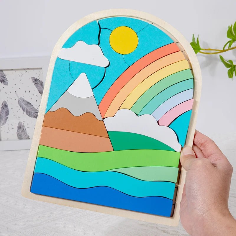 Quebra - Cabeça Colorido em Madeira Infantil - Brinquedo Montessori #Product_type# - Desenvolvimento infantil