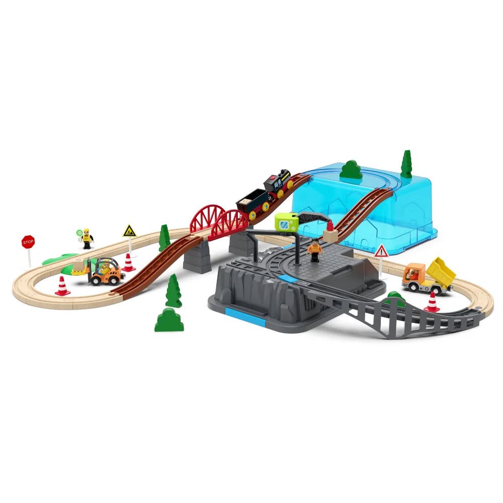 Conjunto de Trilhos de Madeira com Trem Elétrico - Brinquedo Montessori #Product_type# - Desenvolvimento infantil