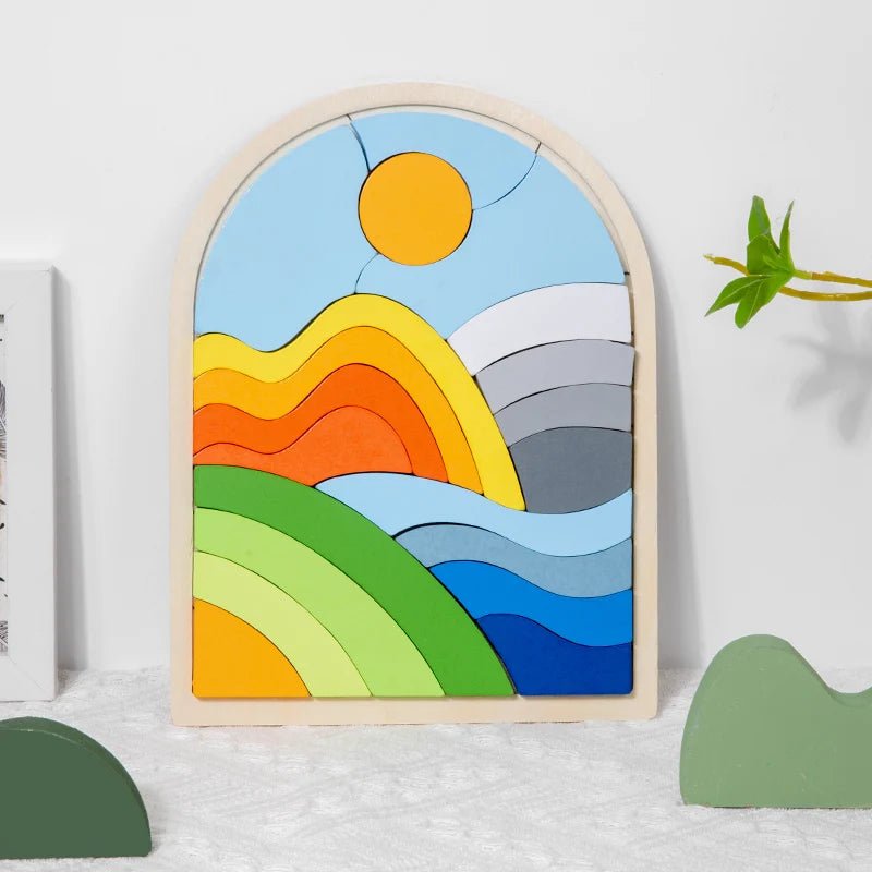 Quebra - Cabeça Colorido em Madeira Infantil - Brinquedo Montessori #Product_type# - Desenvolvimento infantil