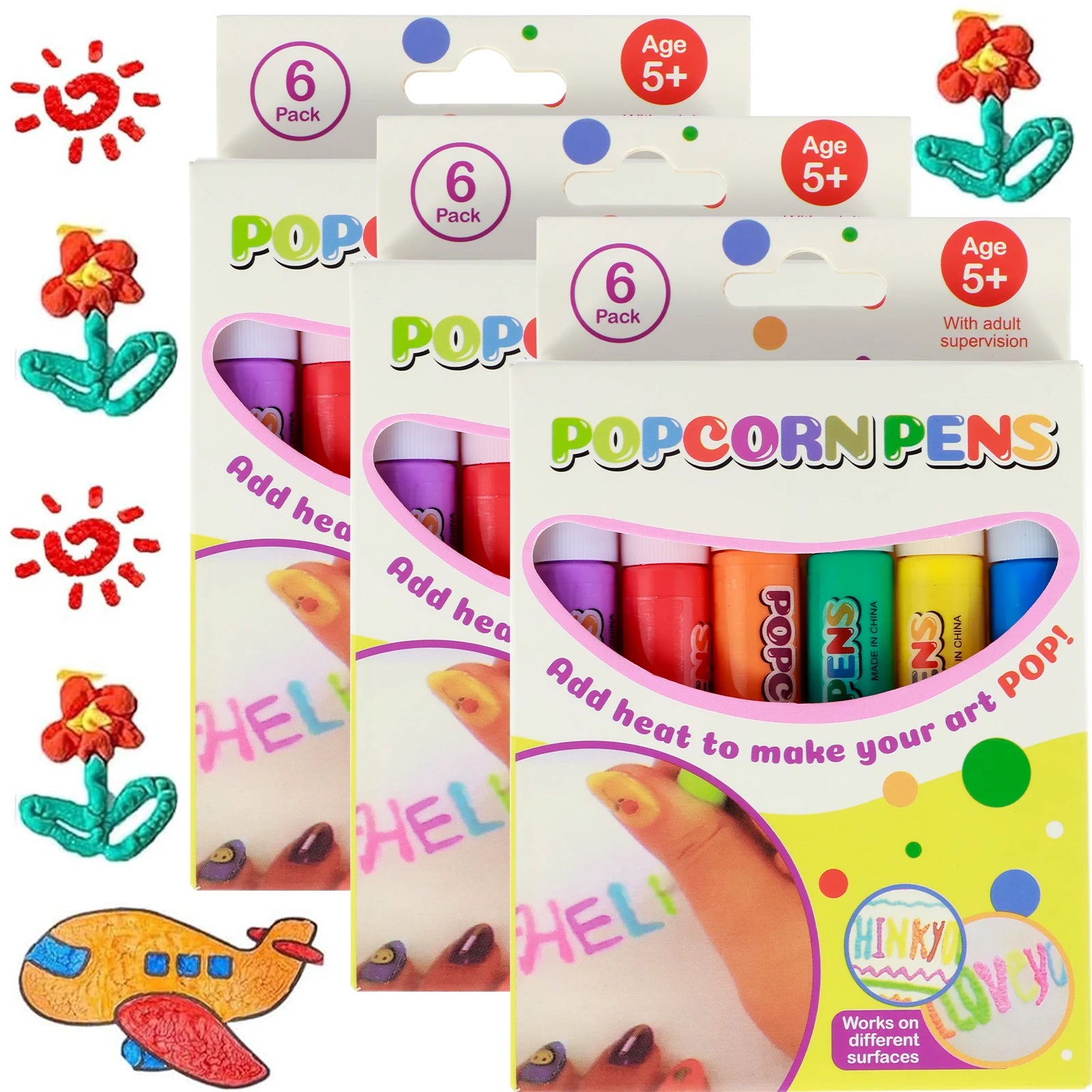 3 Kits Canetas Popcorn - Frete Grátis - Brinquedo Montessori #Product_type# - Desenvolvimento infantil