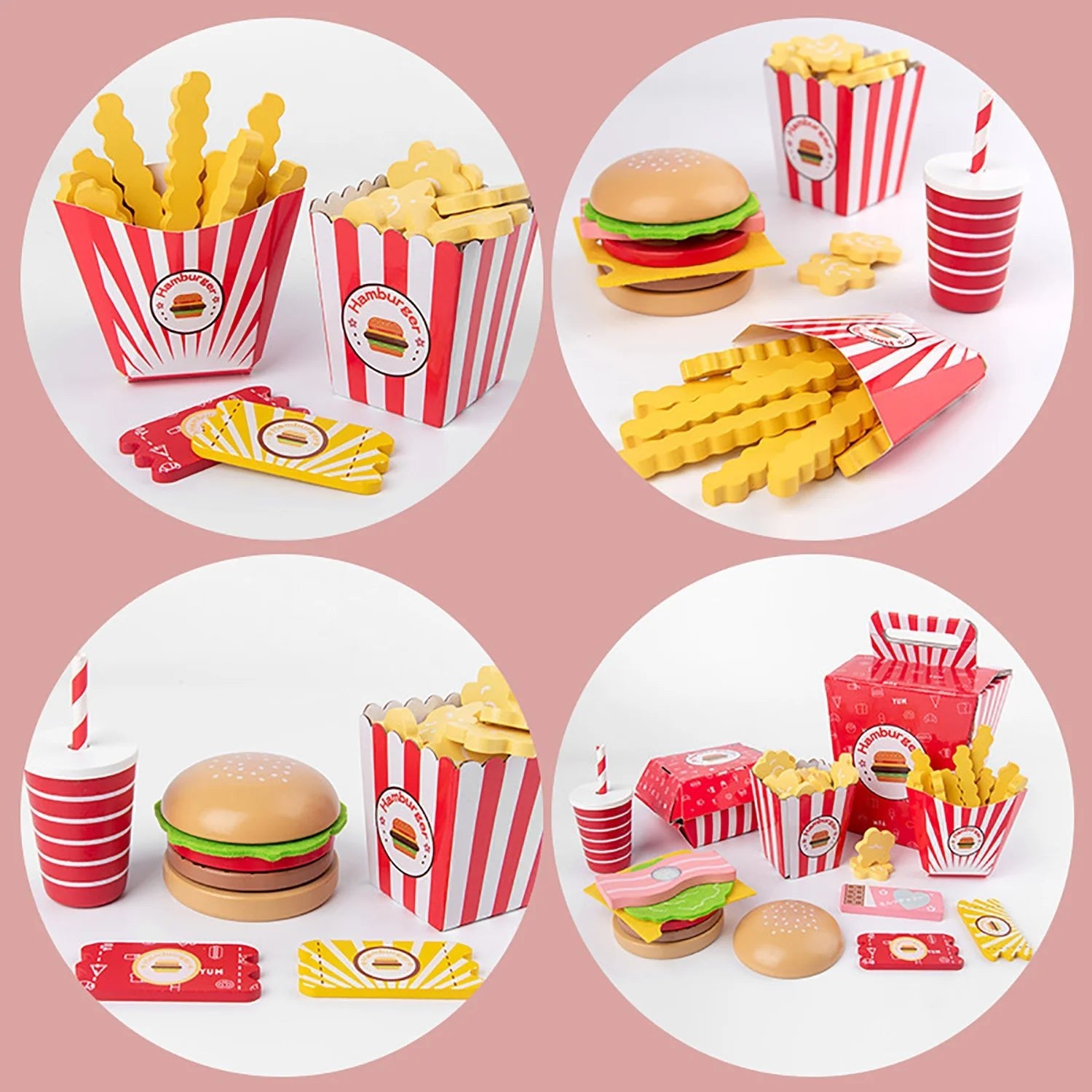 Kit Fast Food Madeira - Frete Gratis - Brinquedo Montessori #Product_type# - Desenvolvimento infantil