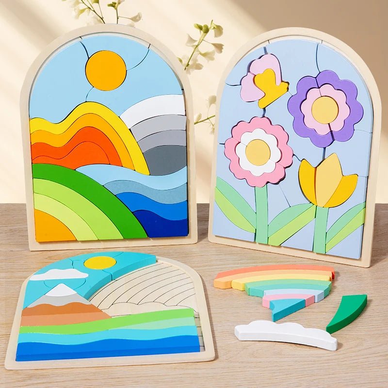 Quebra - Cabeça Colorido em Madeira Infantil - Brinquedo Montessori #Product_type# - Desenvolvimento infantil
