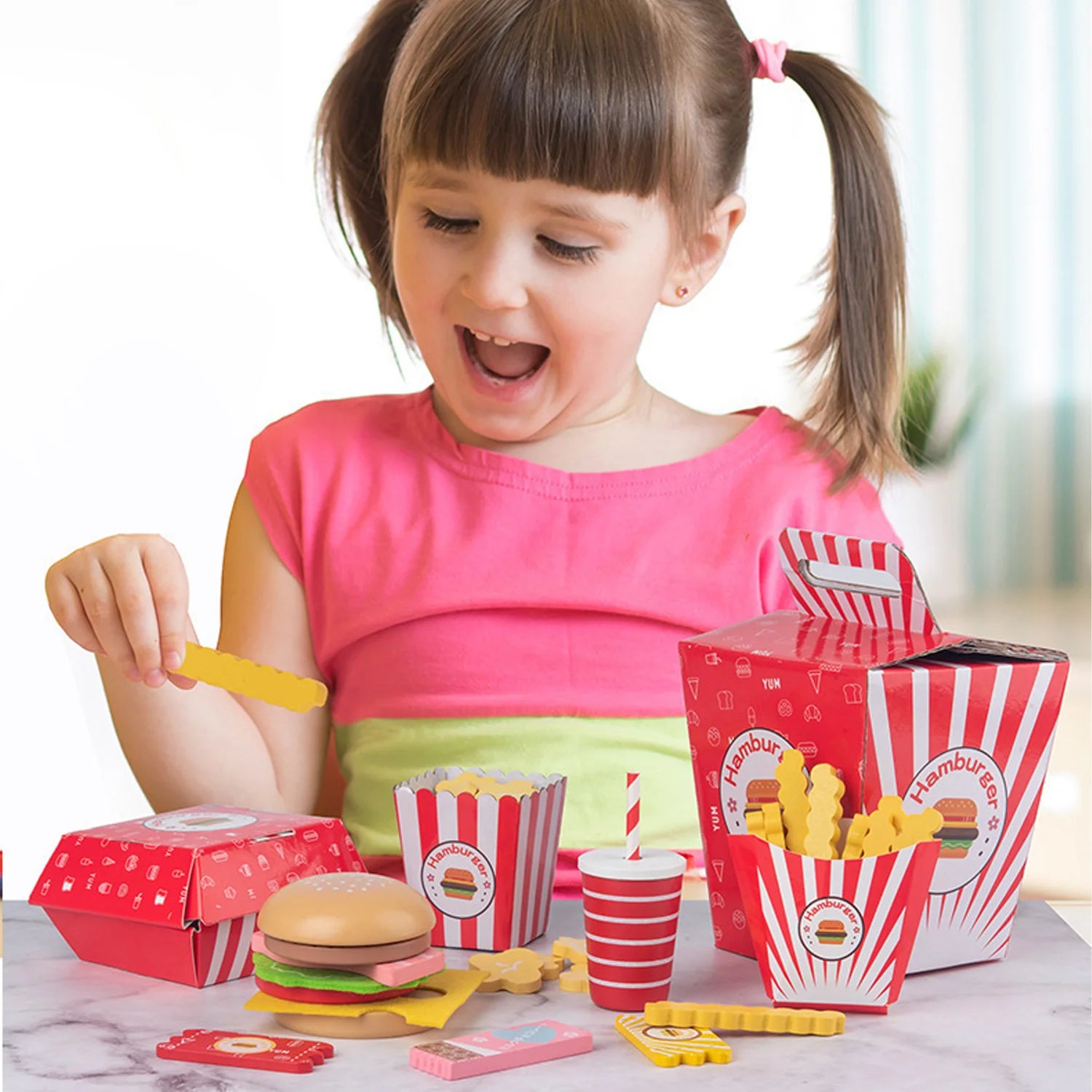 Kit Fast Food Madeira - Frete Gratis - Brinquedo Montessori #Product_type# - Desenvolvimento infantil