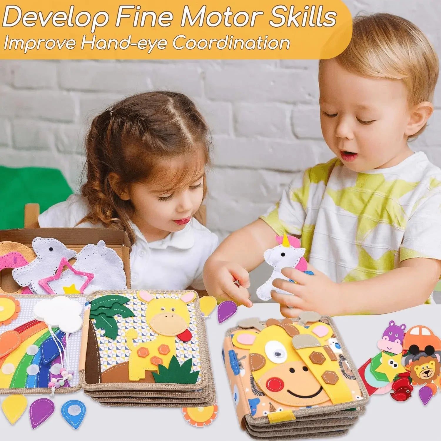 Livro Sensorial Girafa - Brinquedo Montessori #Product_type# - Desenvolvimento infantil