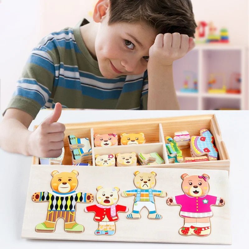Jogo Montessori - Vestindo Ursinhos - Brinquedo Montessori #Product_type# - Desenvolvimento infantil