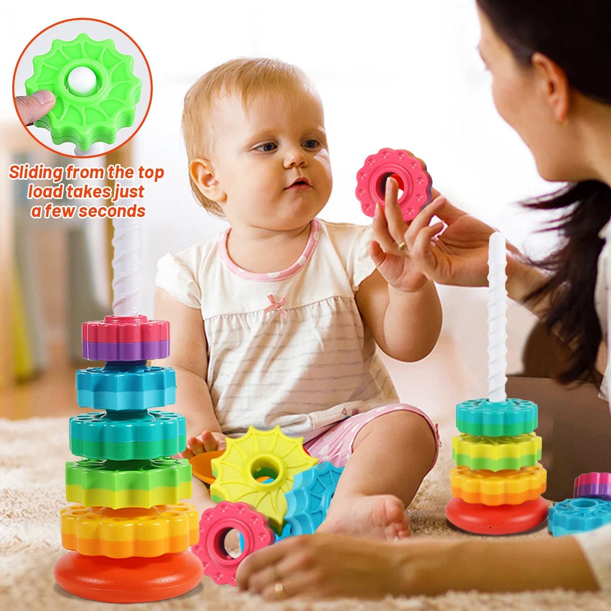 Torre Giratória Colorida - Brinquedo Montessori #Product_type# - Desenvolvimento infantil