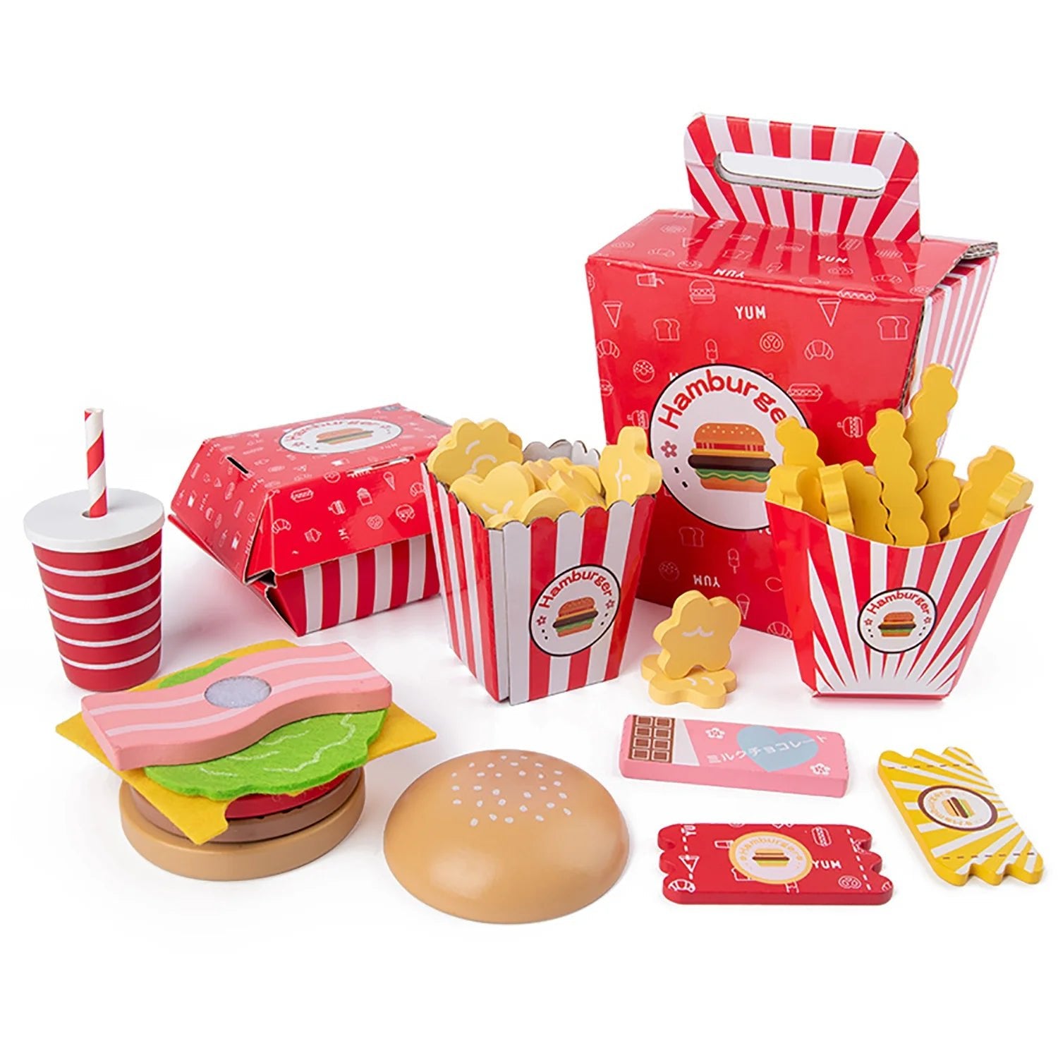 Kit Fast Food Madeira - Frete Gratis - Brinquedo Montessori #Product_type# - Desenvolvimento infantil