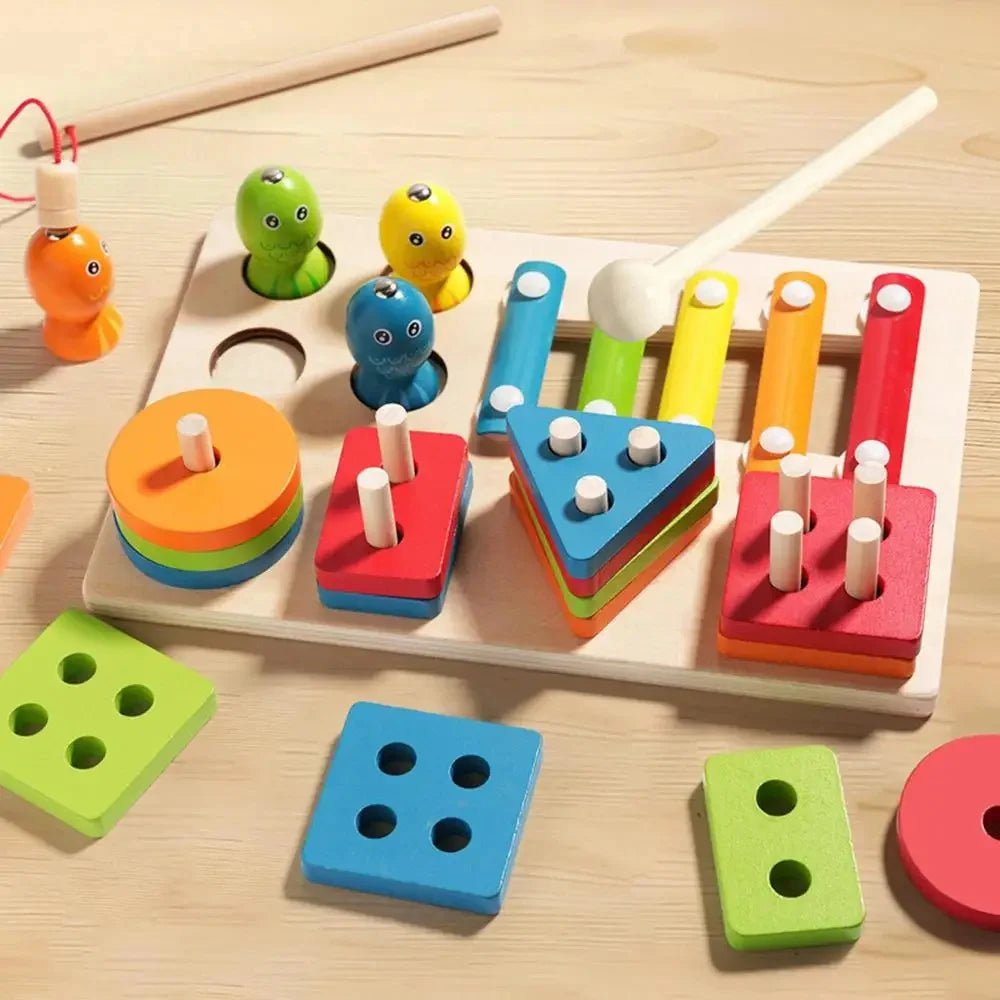 Blocos de Empilhar e Encaixar Montessori - Brinquedo Montessori #Product_type# - Desenvolvimento infantil