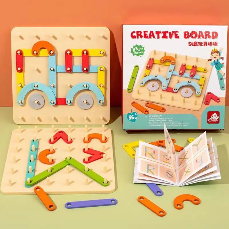 Quebra - Cabeça Geométrico Montessori - Geoboard - Brinquedo Montessori #Product_type# - Desenvolvimento infantil