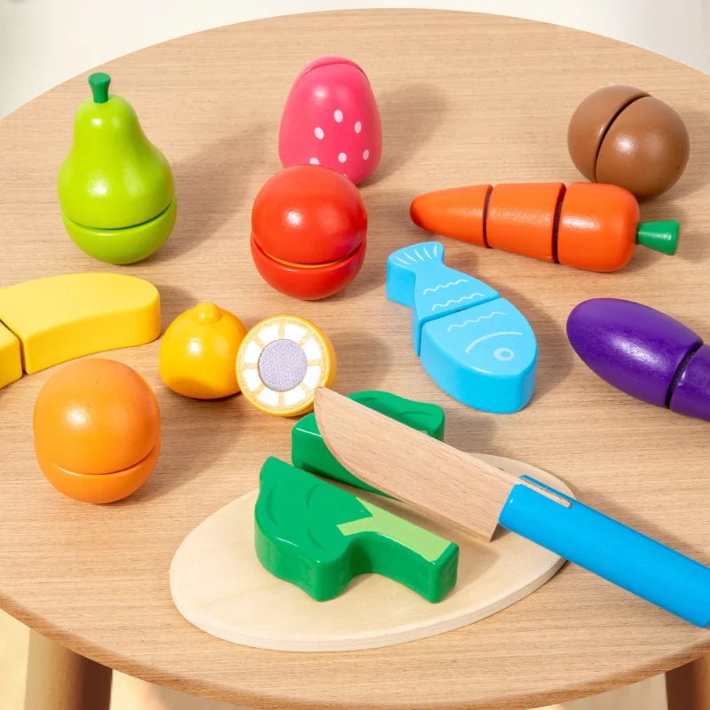 Kit Corte de Frutas e Legumes Madeira - Brinquedo Montessori #Product_type# - Desenvolvimento infantil