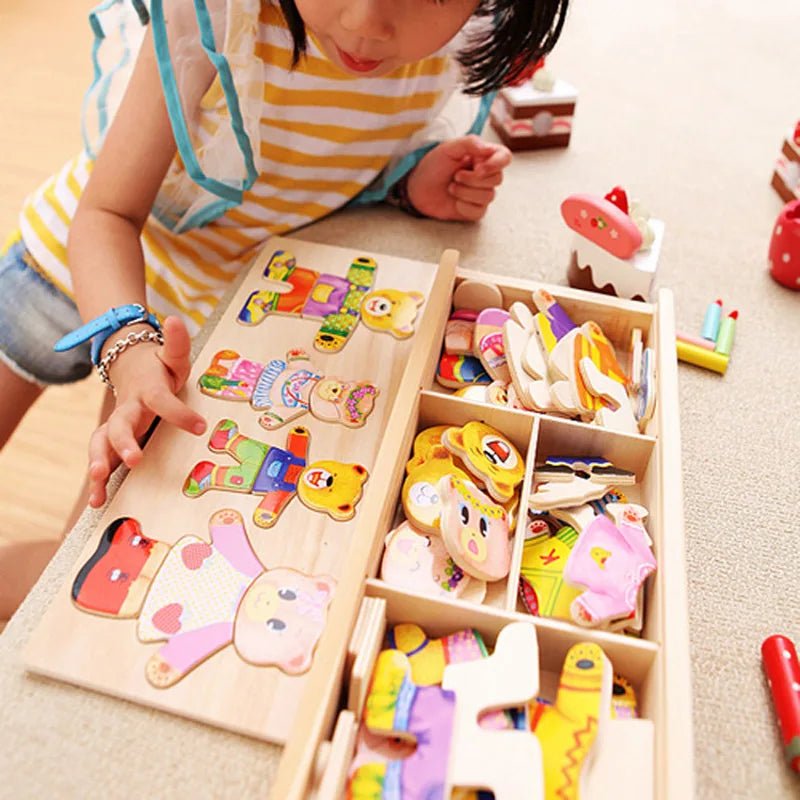 Jogo Montessori - Vestindo Ursinhos - Brinquedo Montessori #Product_type# - Desenvolvimento infantil