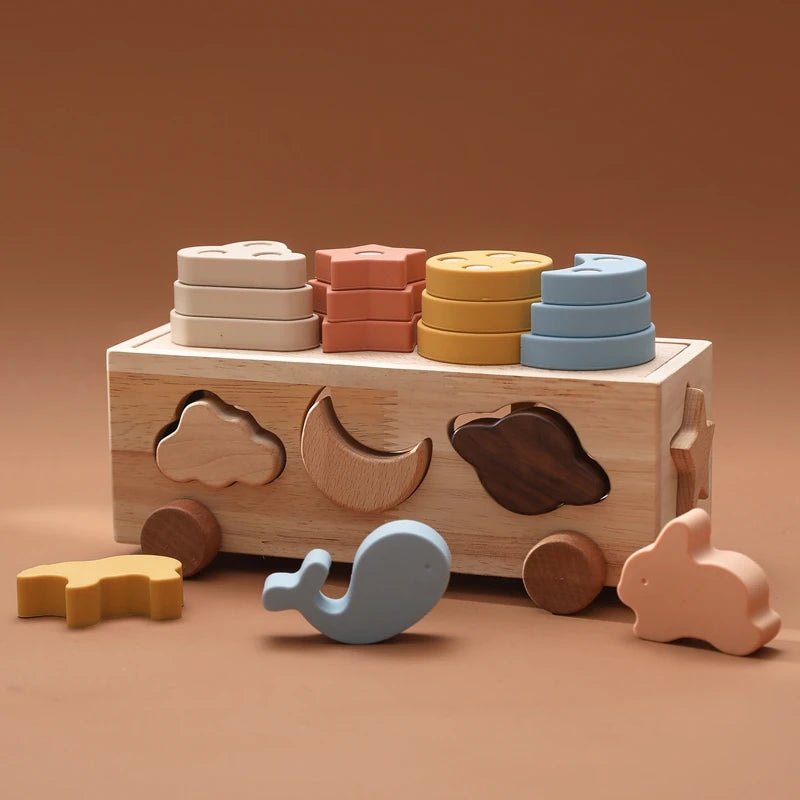 Carro de Encaixe Montessori - Brinquedo Montessori #Product_type# - Desenvolvimento infantil
