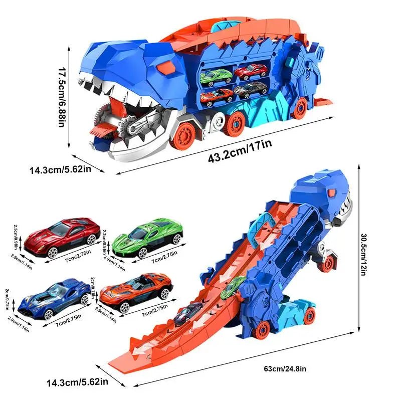 Carreta Dino Transform - Pista Carros - Brinquedo Montessori #Product_type# - Desenvolvimento infantil