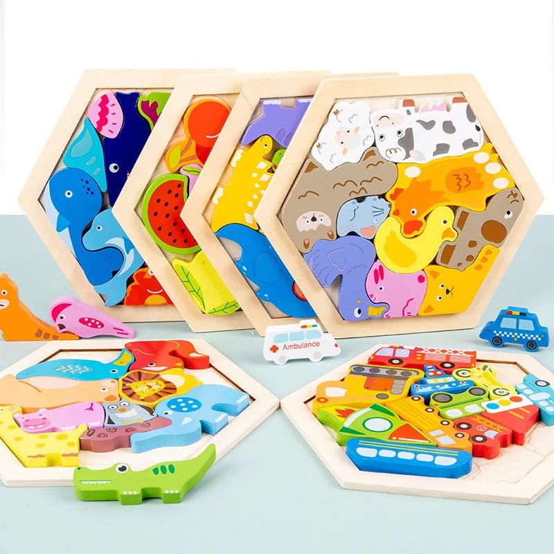 Kit com 6 Quebra - Cabeça 3D - Brinquedo Montessori #Product_type# - Desenvolvimento infantil