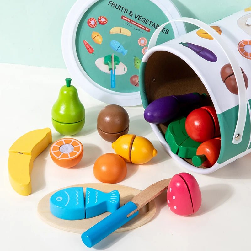 Kit Corte de Frutas e Legumes Madeira - Brinquedo Montessori #Product_type# - Desenvolvimento infantil