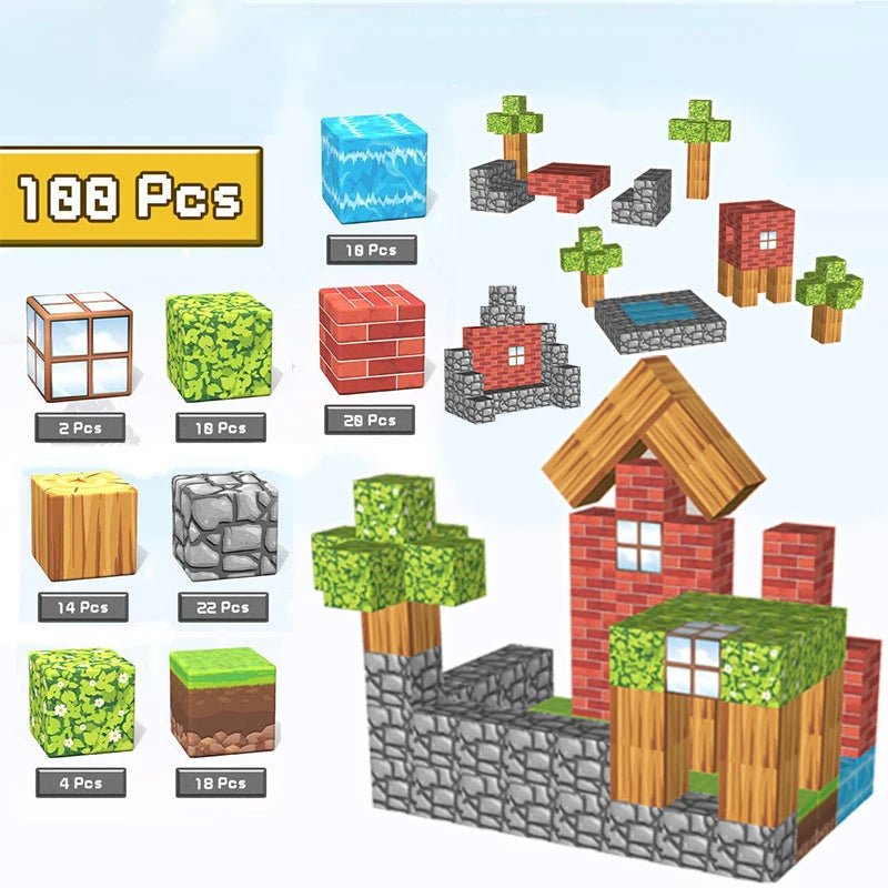 Blocos Magnéticos de Construção - 100 pçs - Brinquedo Montessori #Product_type# - Desenvolvimento infantil