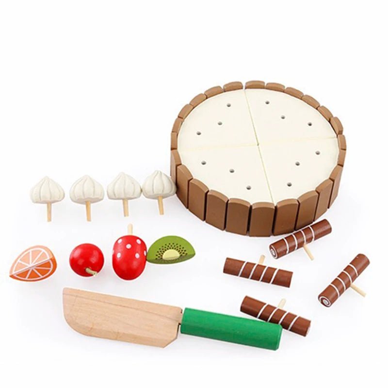 Brinquedo em Madeira - Bolo e Frutas - Brinquedo Montessori #Product_type# - Desenvolvimento infantil