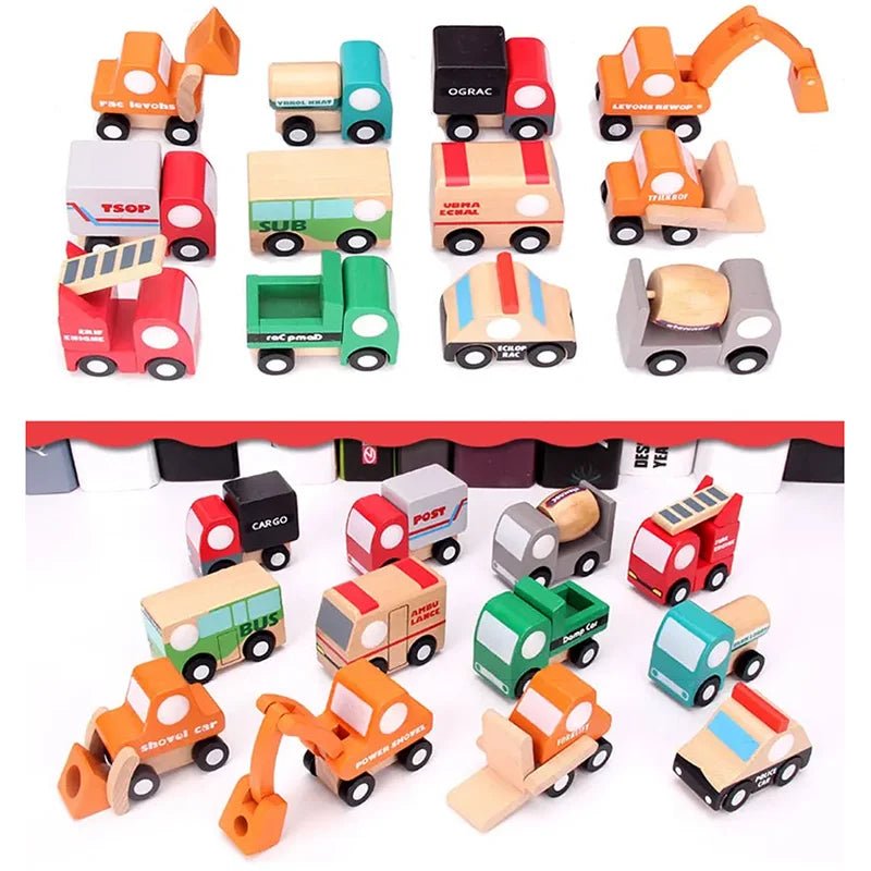 Kit 12 Mini Carrinhos de Madeira - Brinquedo Montessori #Product_type# - Desenvolvimento infantil