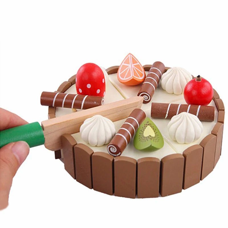 Brinquedo em Madeira - Bolo e Frutas - Brinquedo Montessori #Product_type# - Desenvolvimento infantil