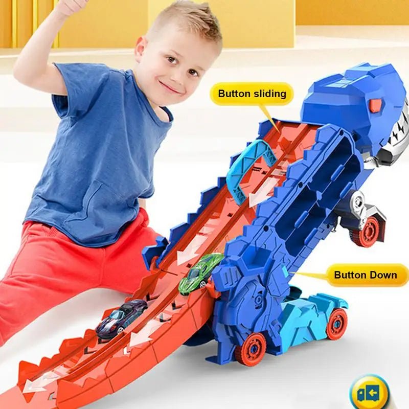 Carreta Dino Transform - Pista Carros - Brinquedo Montessori #Product_type# - Desenvolvimento infantil