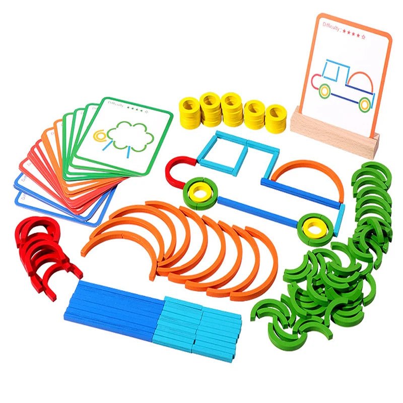 Jogo de Inteligência de Palitos e Anéis de Madeiras - Brinquedo Montessori #Product_type# - Desenvolvimento infantil
