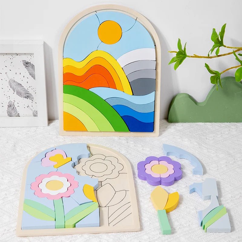 Quebra - Cabeça Colorido em Madeira Infantil - Brinquedo Montessori #Product_type# - Desenvolvimento infantil