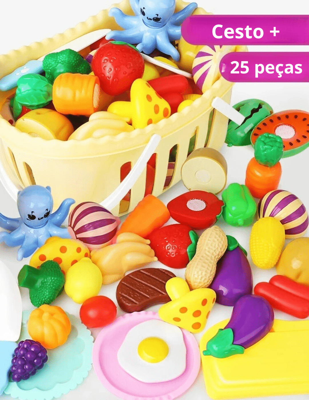 Brinquedo Alimentos com Simulação de Corte - Brinquedo Montessori #Product_type# - Desenvolvimento infantil