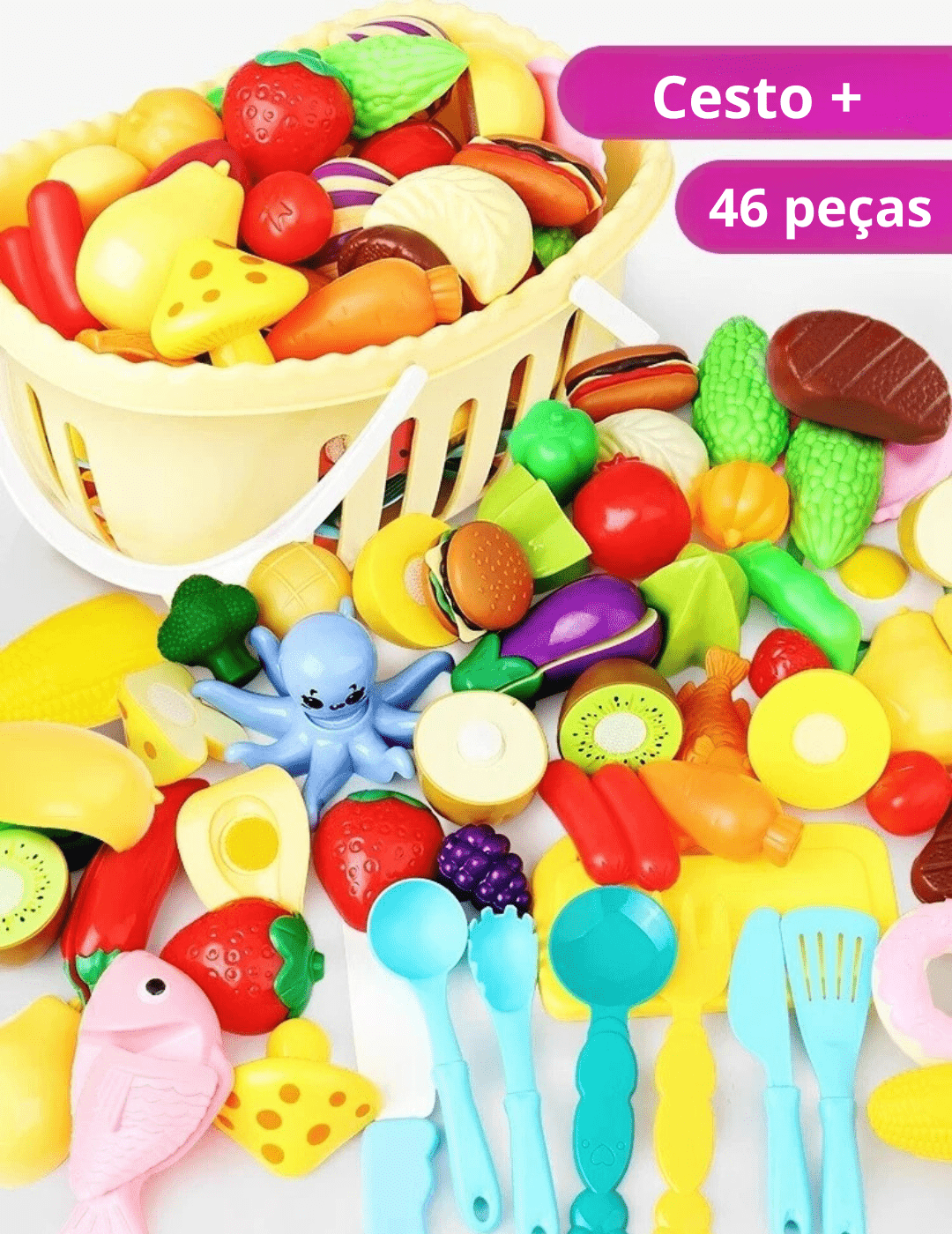 Brinquedo Alimentos com Simulação de Corte - Brinquedo Montessori #Product_type# - Desenvolvimento infantil