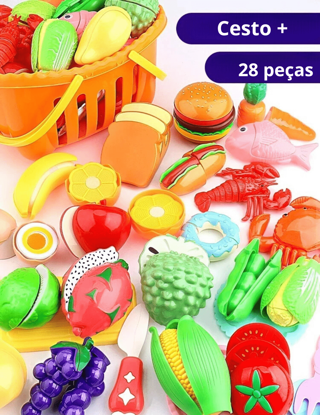 Brinquedo Alimentos com Simulação de Corte - Brinquedo Montessori #Product_type# - Desenvolvimento infantil