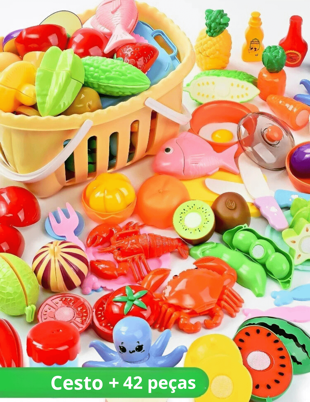 Brinquedo Alimentos com Simulação de Corte - Brinquedo Montessori #Product_type# - Desenvolvimento infantil