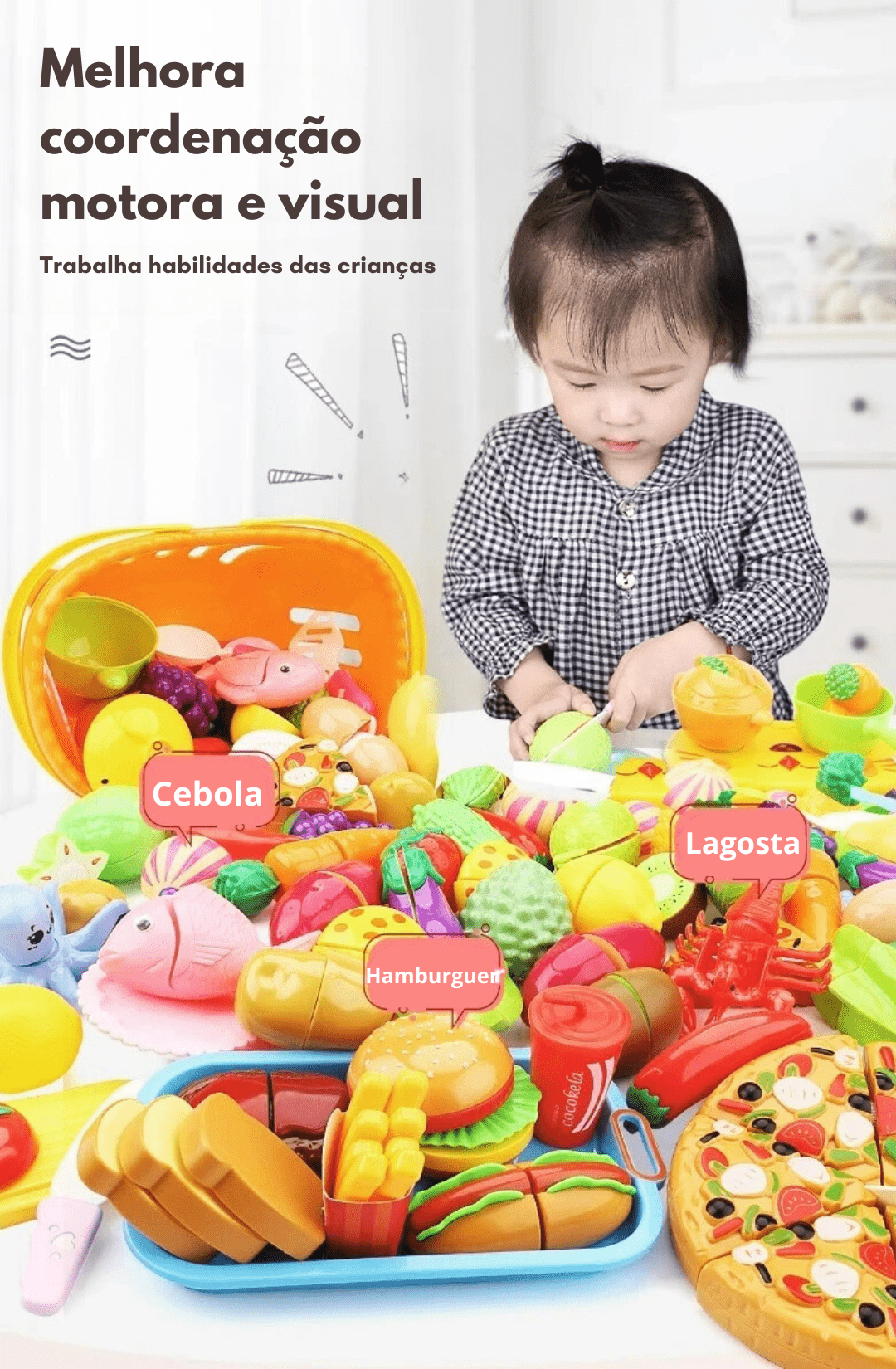 Brinquedo Alimentos com Simulação de Corte - Brinquedo Montessori #Product_type# - Desenvolvimento infantil