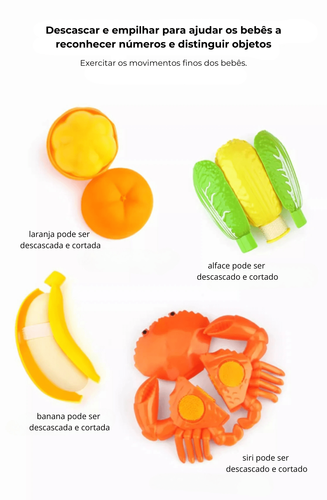 Brinquedo Alimentos com Simulação de Corte - Brinquedo Montessori #Product_type# - Desenvolvimento infantil