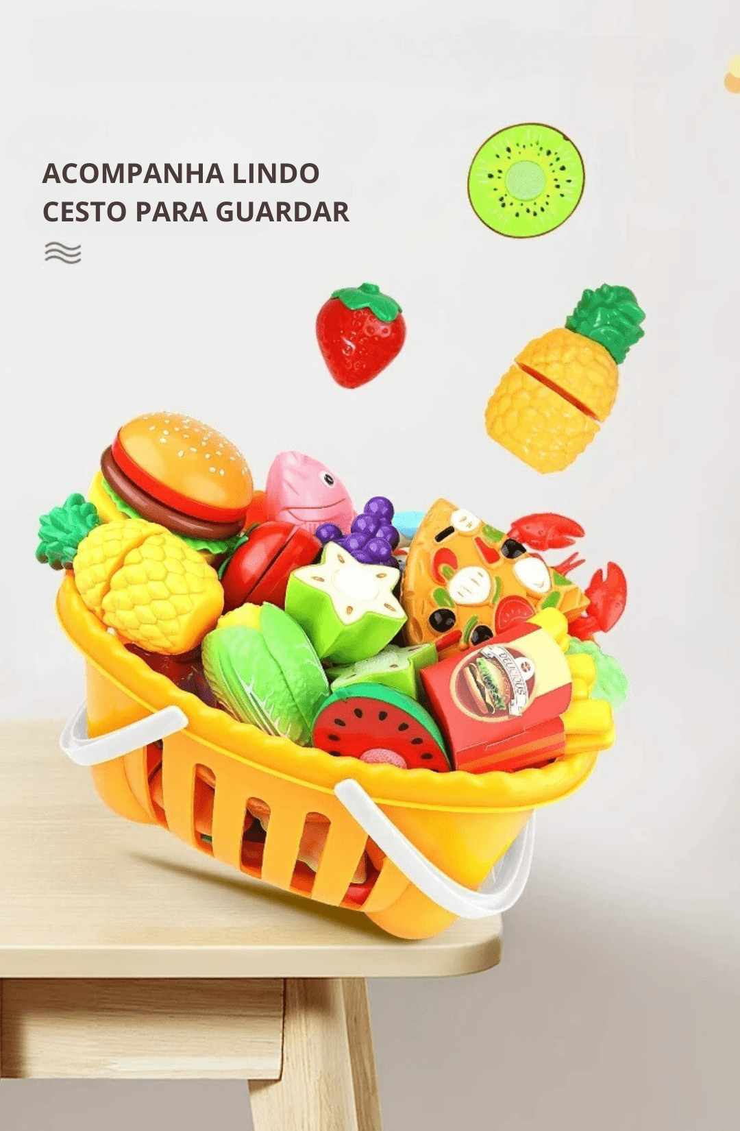 Brinquedo Alimentos com Simulação de Corte - Brinquedo Montessori #Product_type# - Desenvolvimento infantil