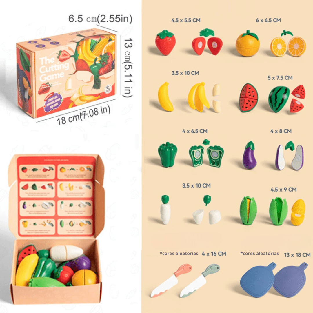 Conjunto de Corte de Frutas e Legumes - Brinquedo Montessori #Product_type# - Desenvolvimento infantil