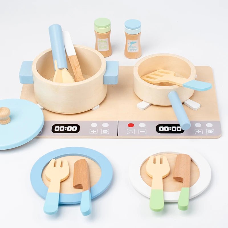 Cooktop e Acessórios em Madeira - Brinquedo Montessori #Product_type# - Desenvolvimento infantil