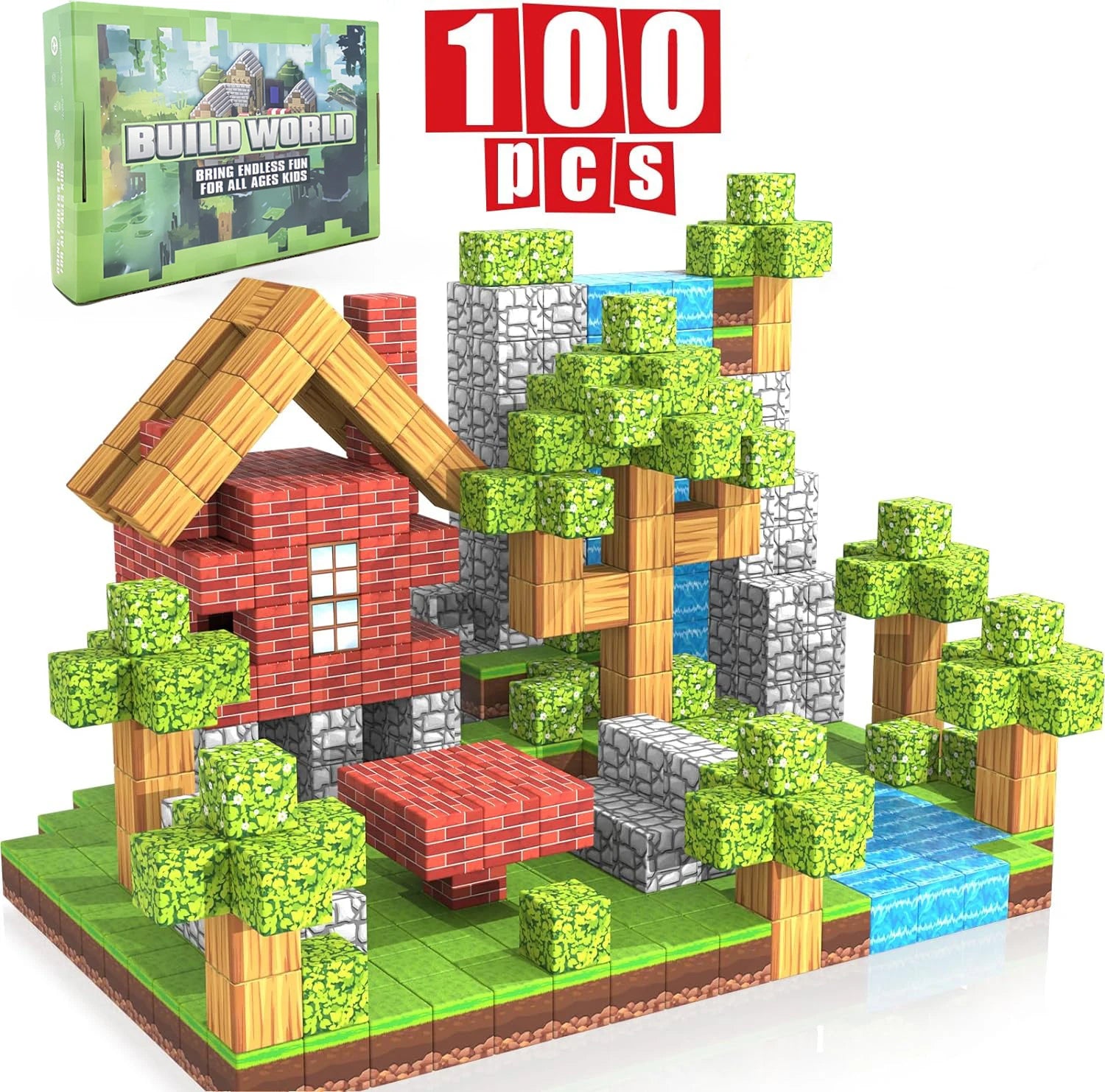 Blocos Magnéticos de Construção - 100 pçs - Brinquedo Montessori #Product_type# - Desenvolvimento infantil