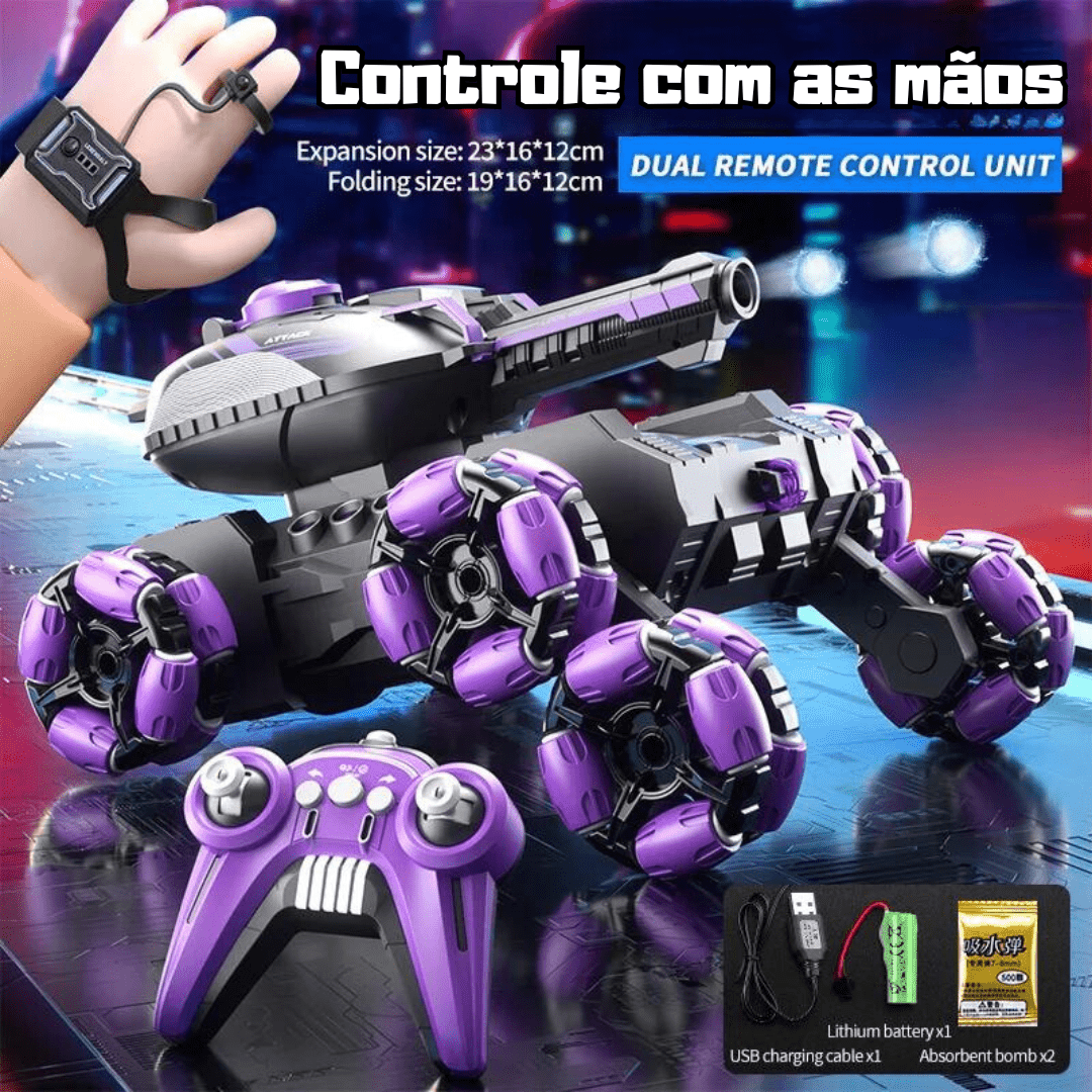 Carrinho Elétrico Tanque RC de 6 Rodas - Brinquedo Montessori #Product_type# - Desenvolvimento infantil