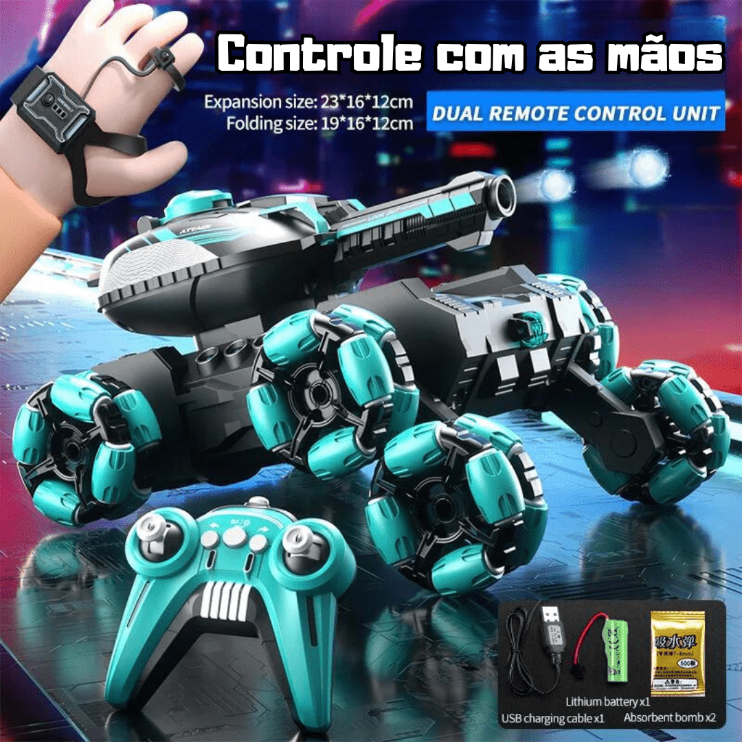 Carrinho Elétrico Tanque RC de 6 Rodas - Brinquedo Montessori #Product_type# - Desenvolvimento infantil