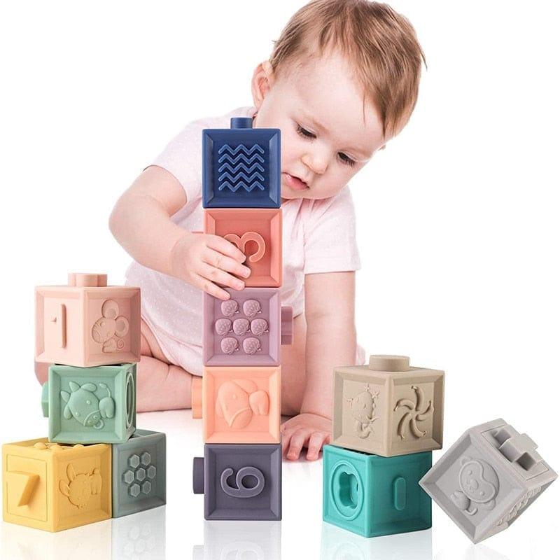 Cubos Mordedores de Silicone Macios Para Bebês - Brinquedo Montessori #Product_type# - Desenvolvimento infantil