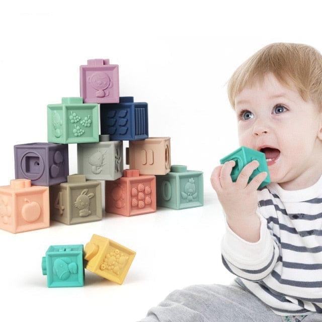 Cubos Mordedores de Silicone Macios Para Bebês - Brinquedo Montessori #Product_type# - Desenvolvimento infantil