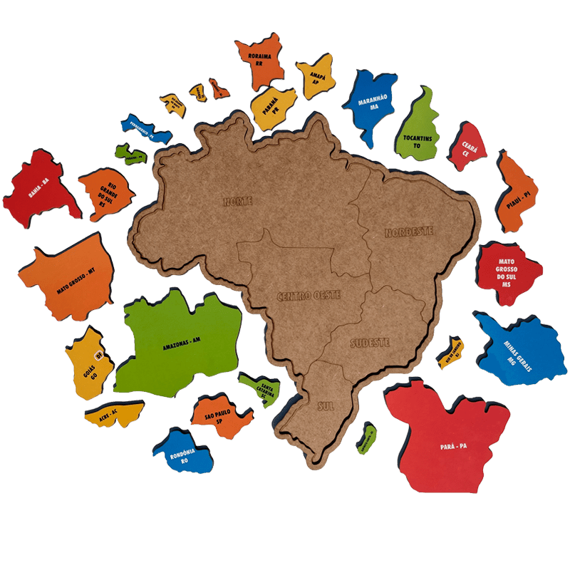 Quebra - Cabeça Mapa do Brasil - Brinquedo Educativo - Brinquedo Montessori #Product_type# - Desenvolvimento infantil