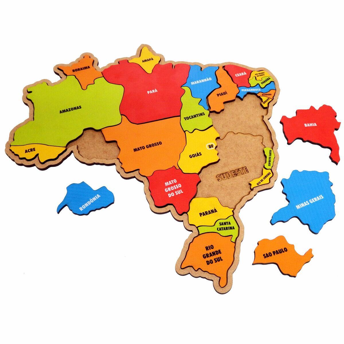 Quebra - Cabeça Mapa do Brasil - Brinquedo Educativo - Brinquedo Montessori #Product_type# - Desenvolvimento infantil