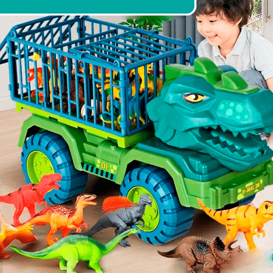 Carrinho Dinossauro Rex com 12 Dinossauros - Smart Kids